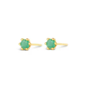 Emerald Mini Stud Earrings in Gold