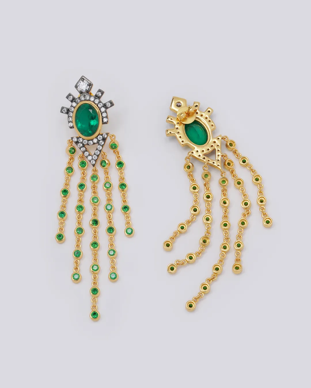 Empress Tassel Emerald Earrings