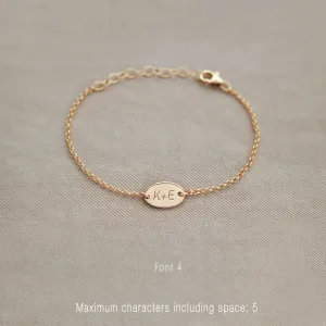 Engraved Oval bracelet Unisex, Gold Filled, Silver • bovlh12