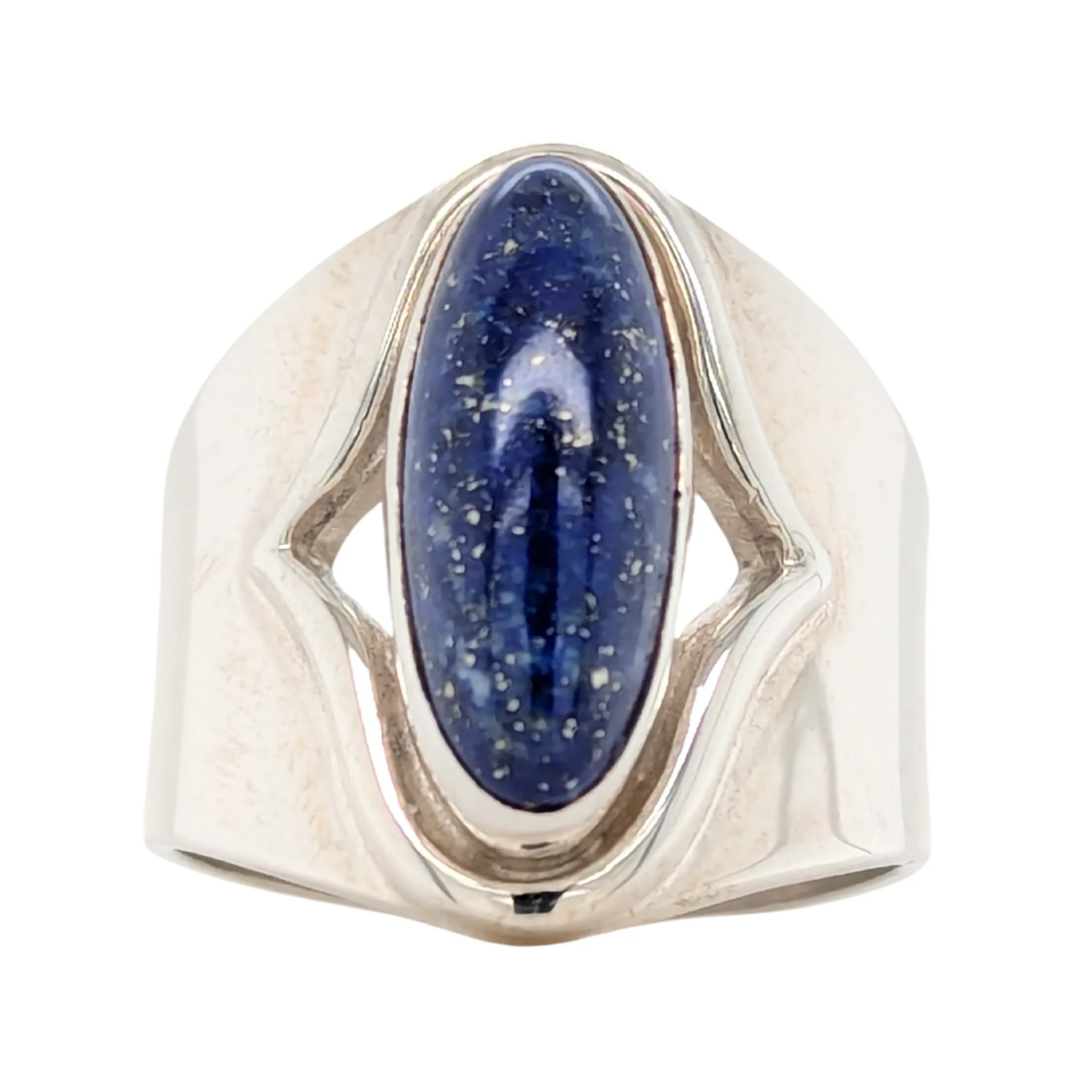 Estate: Sterling Silver Lapis Lazuli Wide Ring