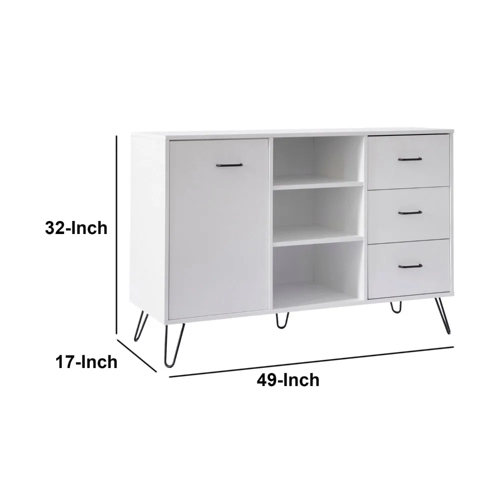 Exie 49 Inch Sideboard Buffet Console Cabinet with 3 Drawers, White By The Urban Port