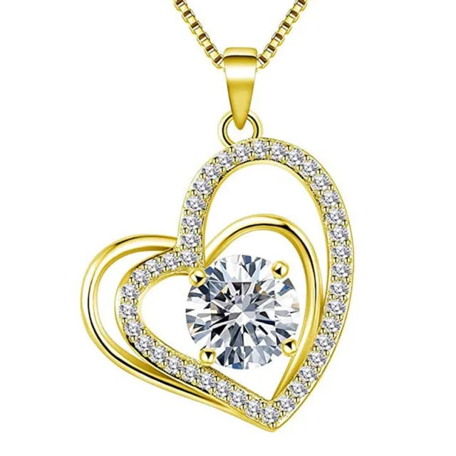 Fashion Jewelry MOM Letter Heart Pendant Necklace for Mother with Zircon in Silver Color