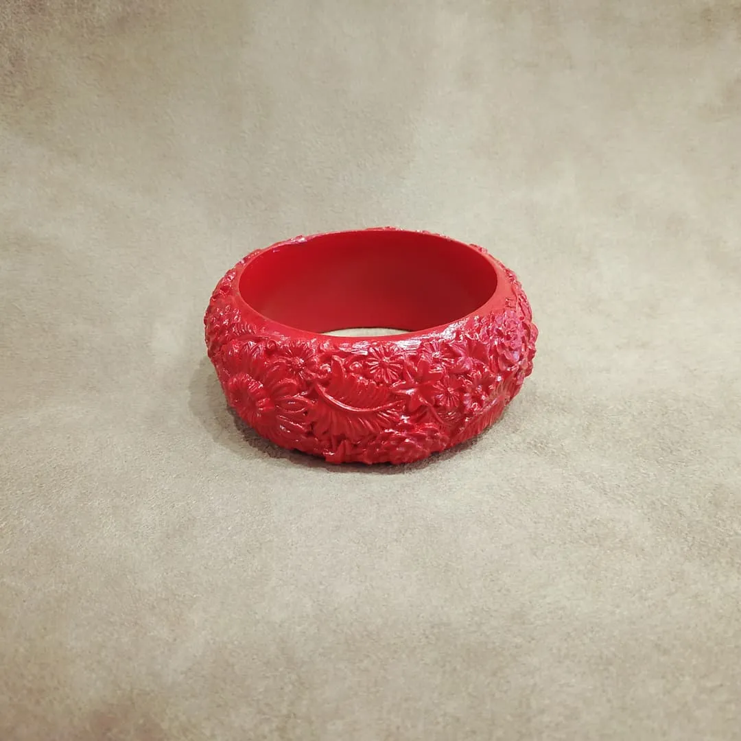 Floral Red Wide Bangle