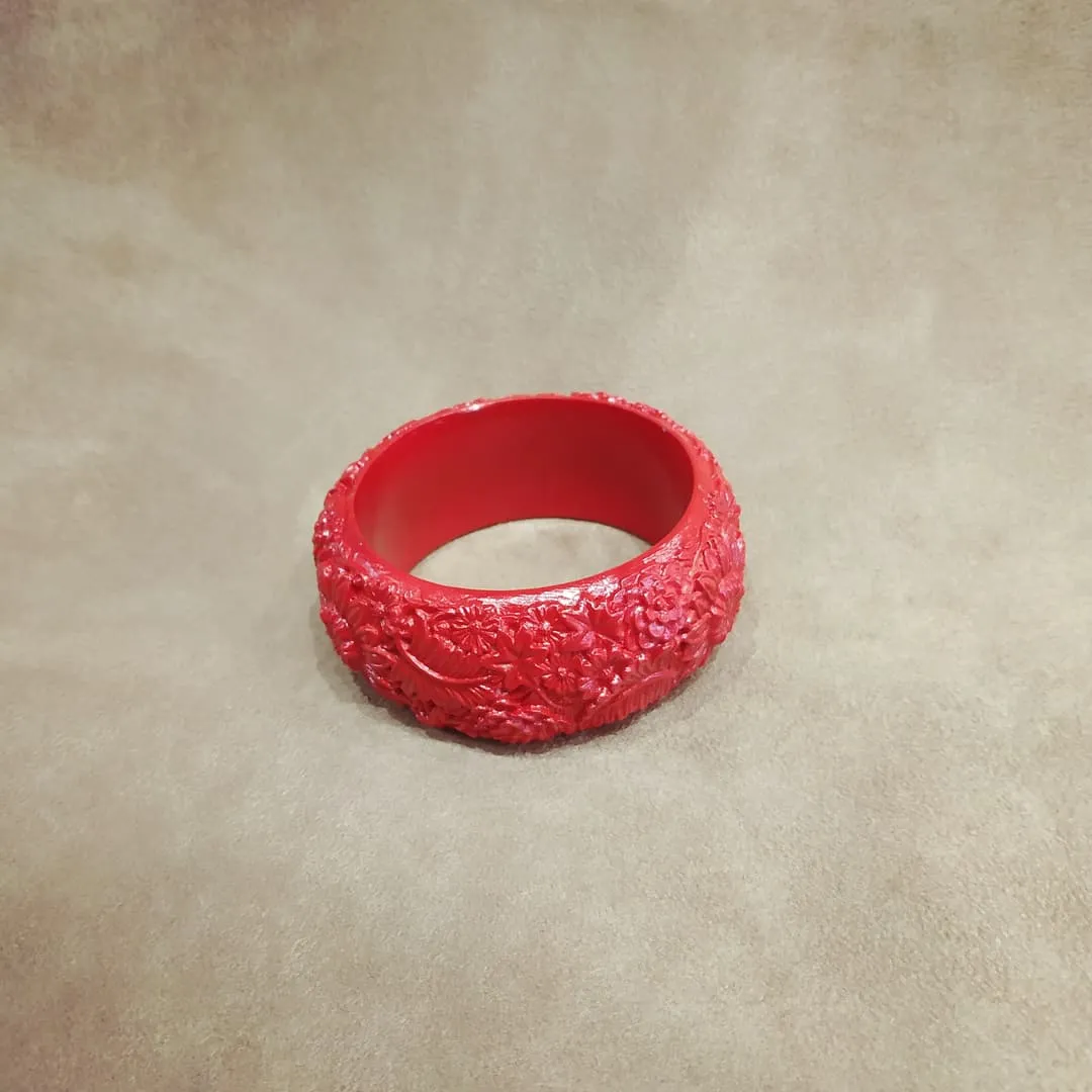 Floral Red Wide Bangle