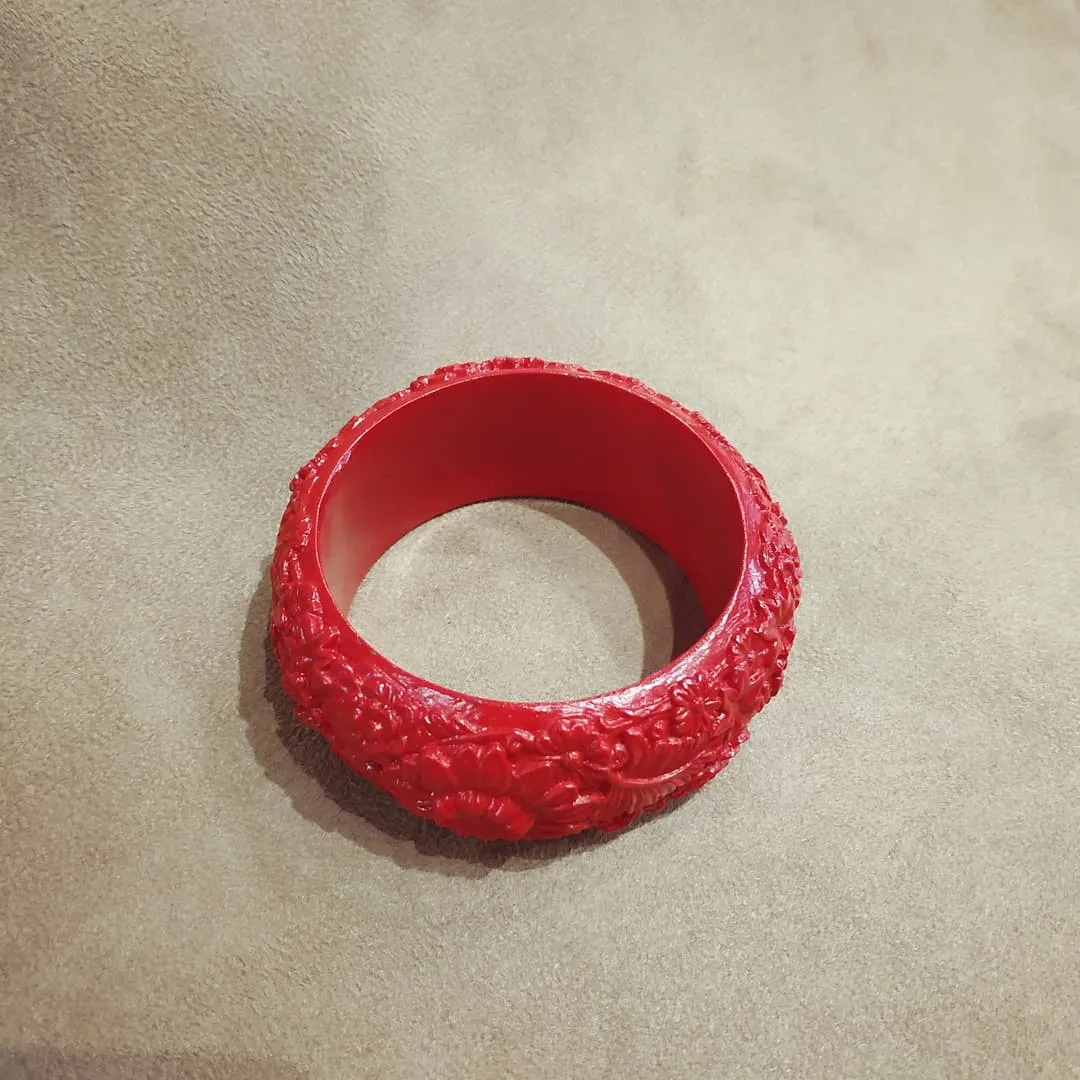 Floral Red Wide Bangle