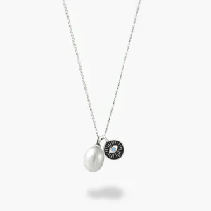 Freshwater Pearl With Evil Eye Necklace