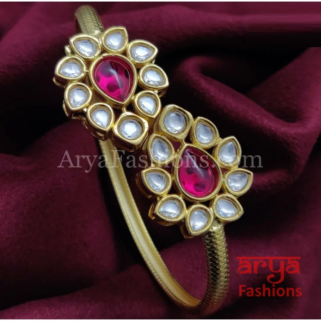 Gauri Jadau Kundan Bracelet with Ruby and Emerald stones