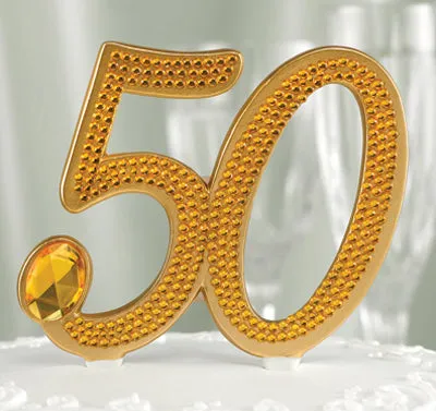 Gilded 50th Anniversary Cake Pick