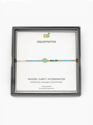 Gold Aquamarine Classy Mini-Gem Bracelet