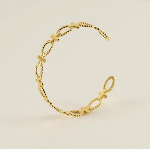 Gold-Filled Cross-Link Cuff Bracelet – Trendy Geometric Design for Modern Style