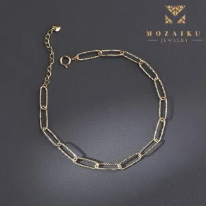 Golden Checkered Chain Bracelet by Mozaiku