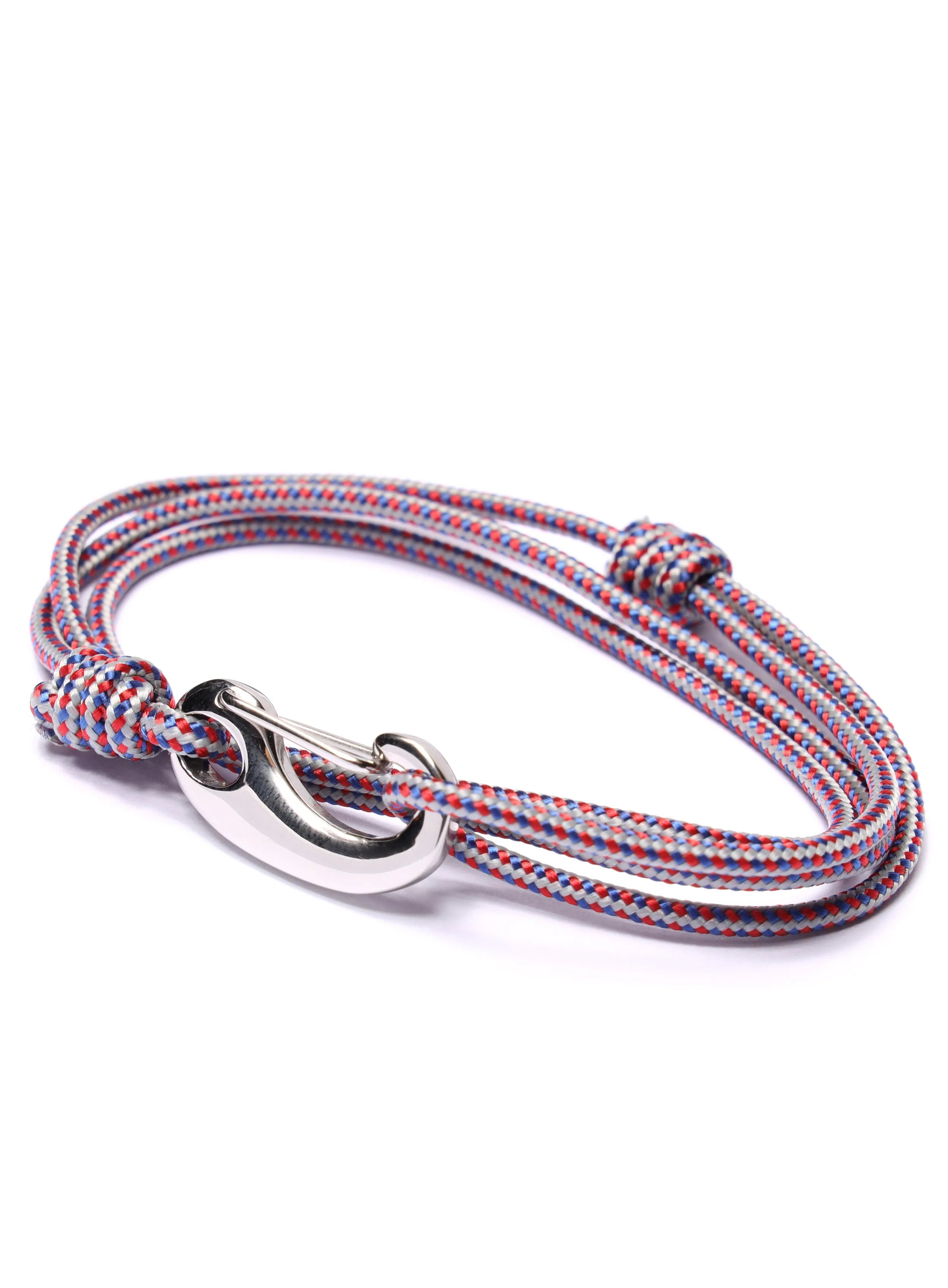 Gray   Red Tactical Cord Bracelet for Men (Silver Clasp - 27S)