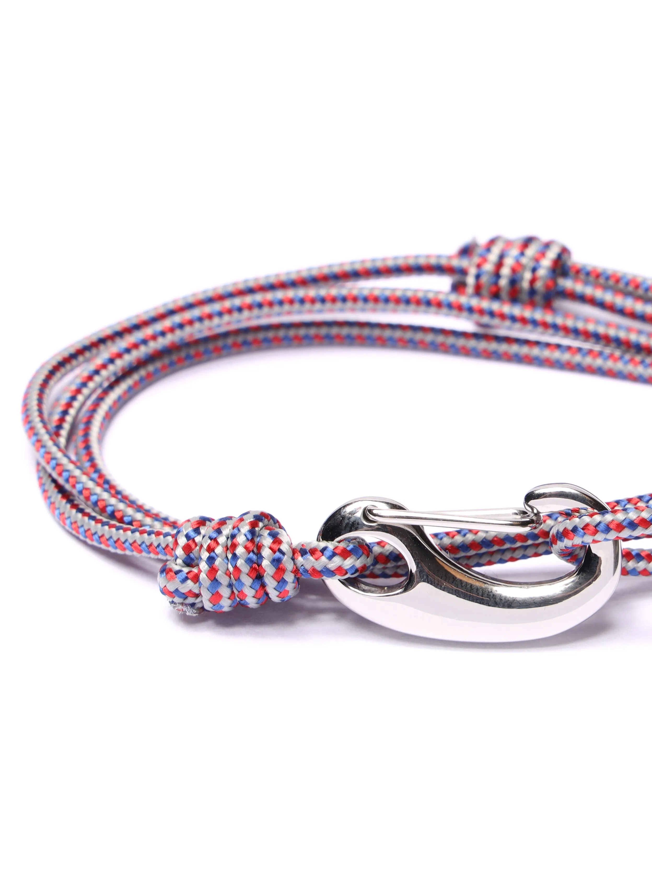 Gray   Red Tactical Cord Bracelet for Men (Silver Clasp - 27S)