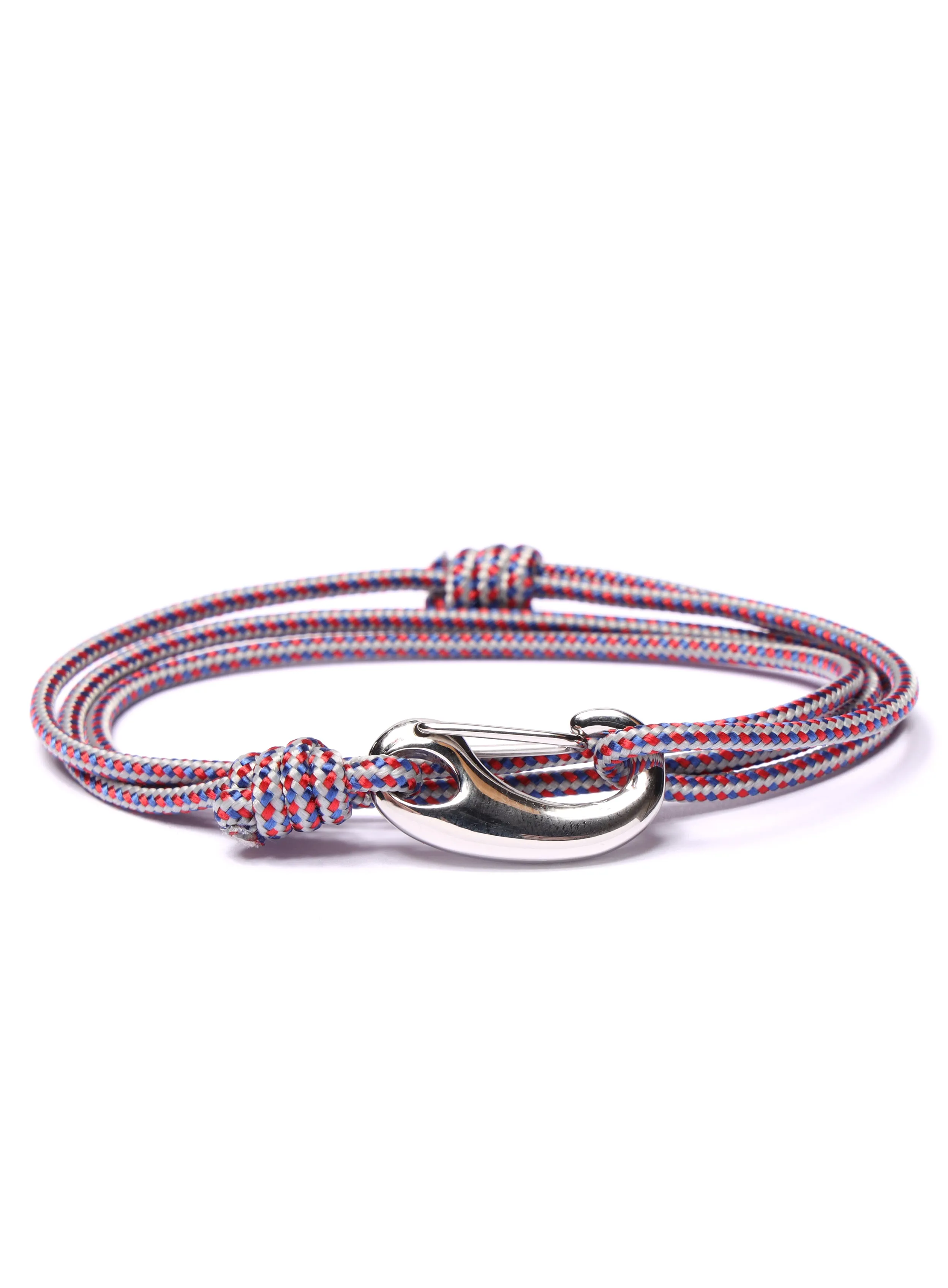 Gray   Red Tactical Cord Bracelet for Men (Silver Clasp - 27S)