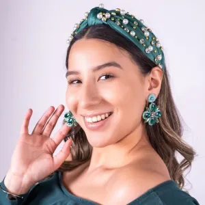 Green Embellished Knot Headband