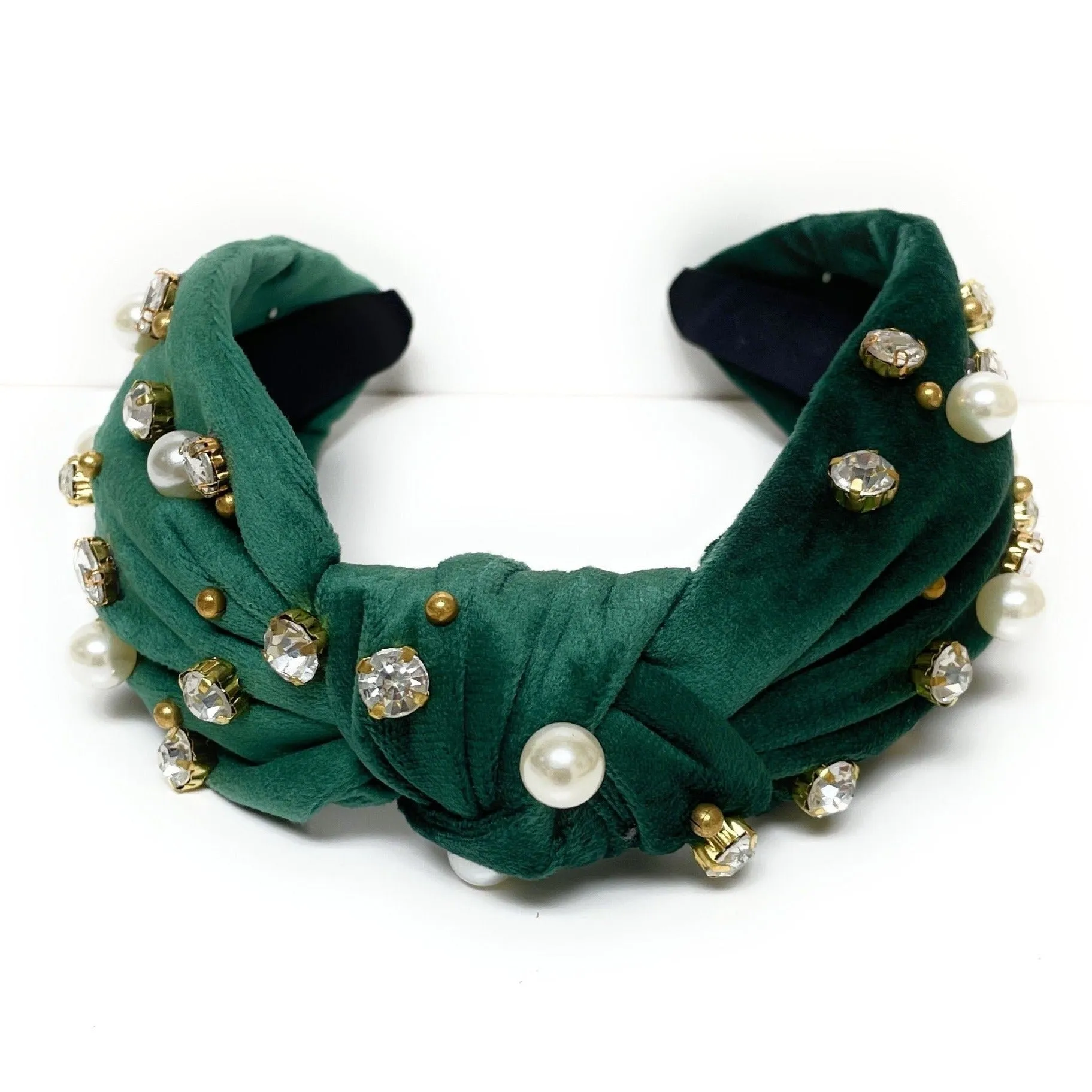 Green Embellished Knot Headband