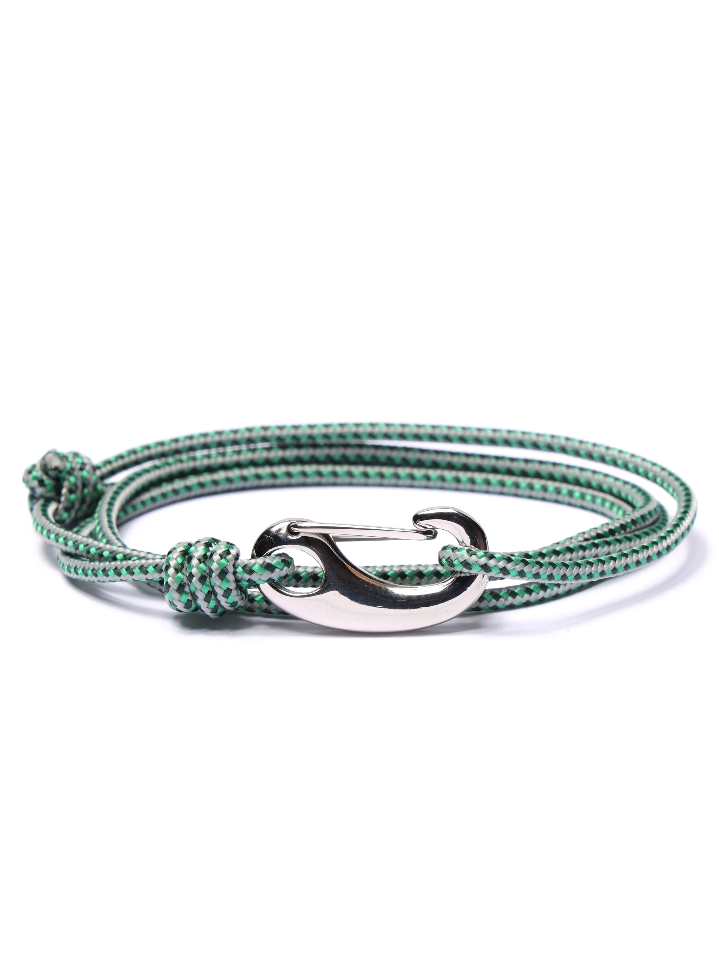 Green   Gray Tactical Cord Bracelet for Men (Silver Clasp - 29S)