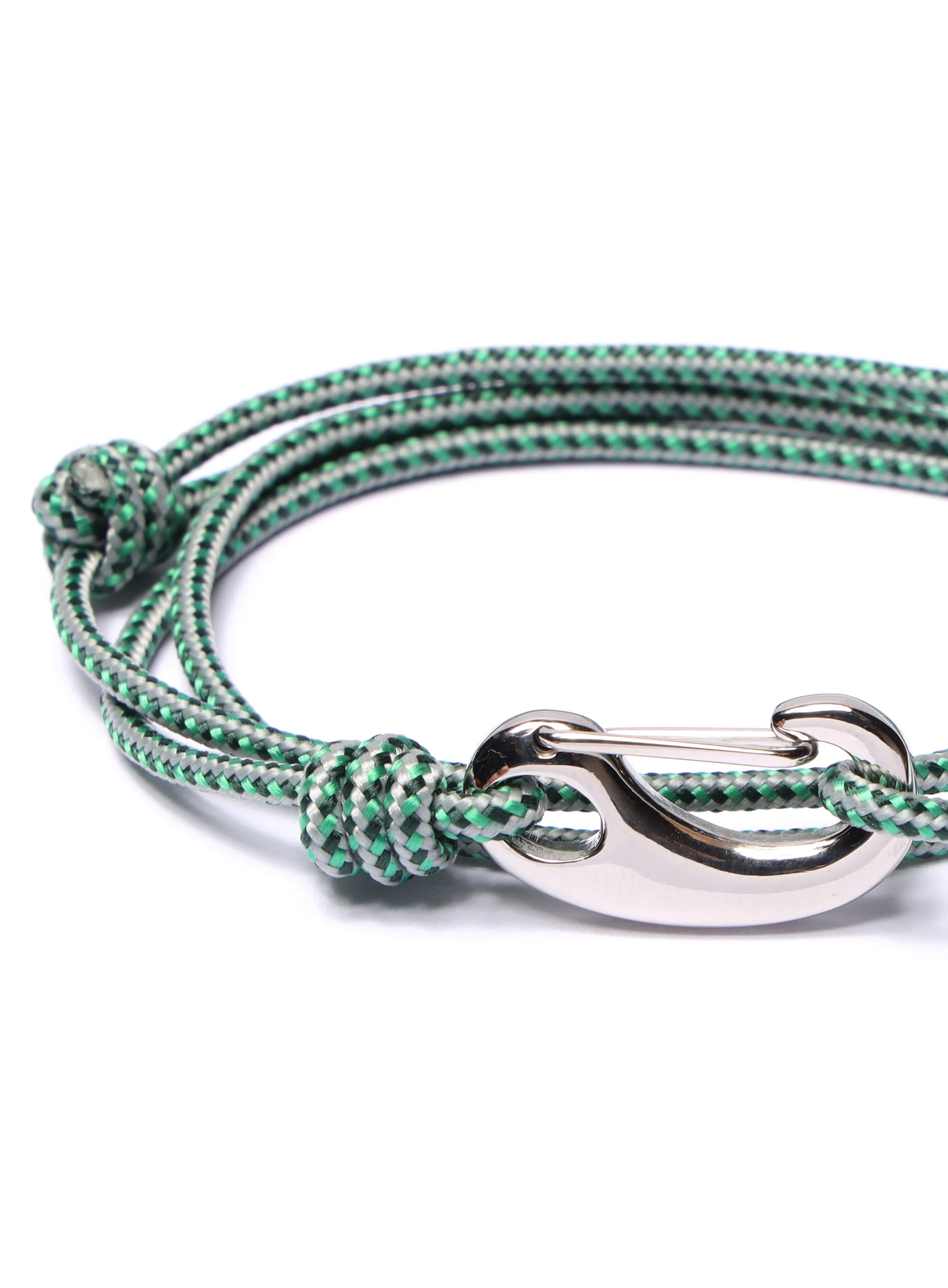 Green   Gray Tactical Cord Bracelet for Men (Silver Clasp - 29S)