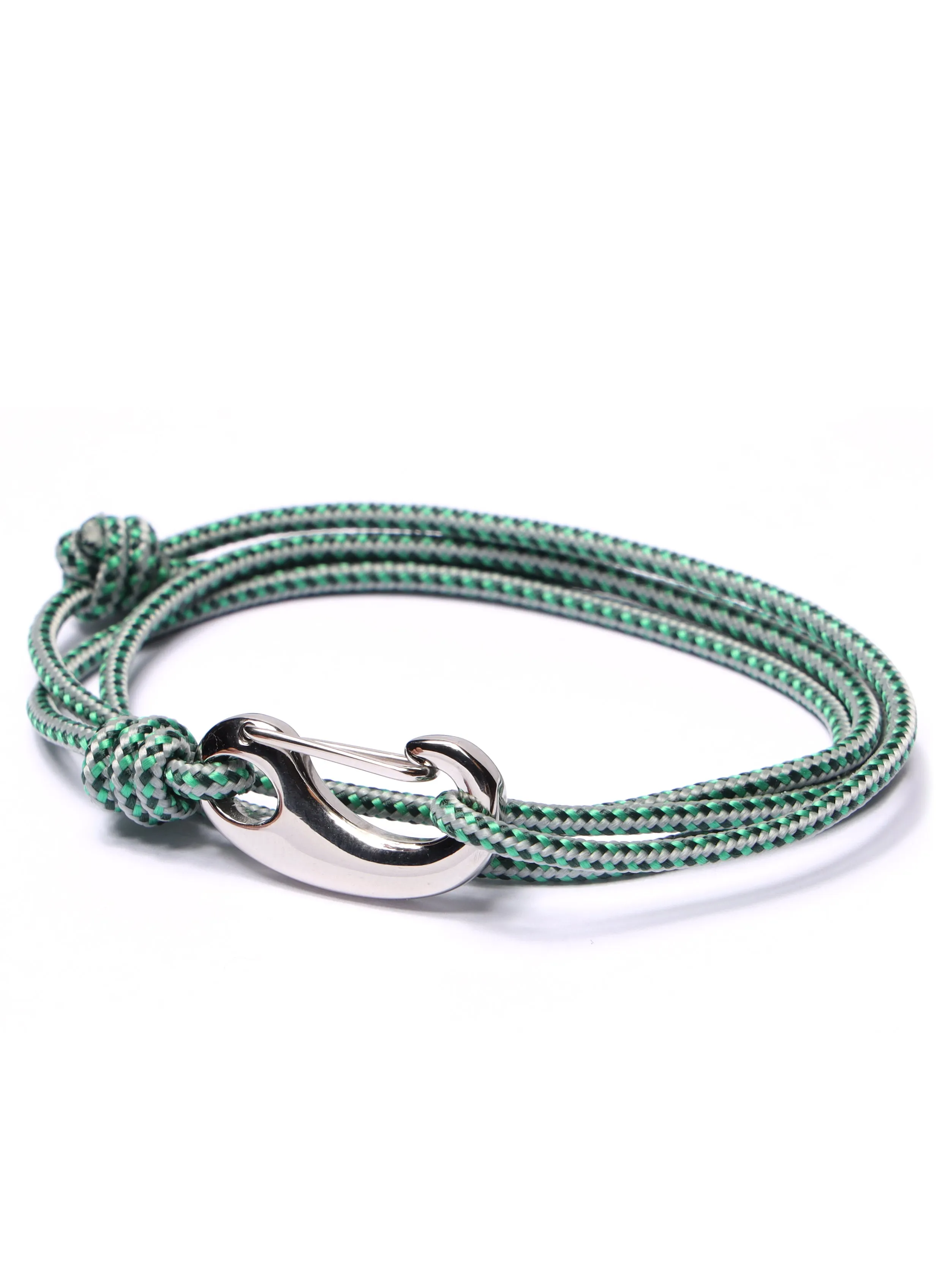 Green   Gray Tactical Cord Bracelet for Men (Silver Clasp - 29S)