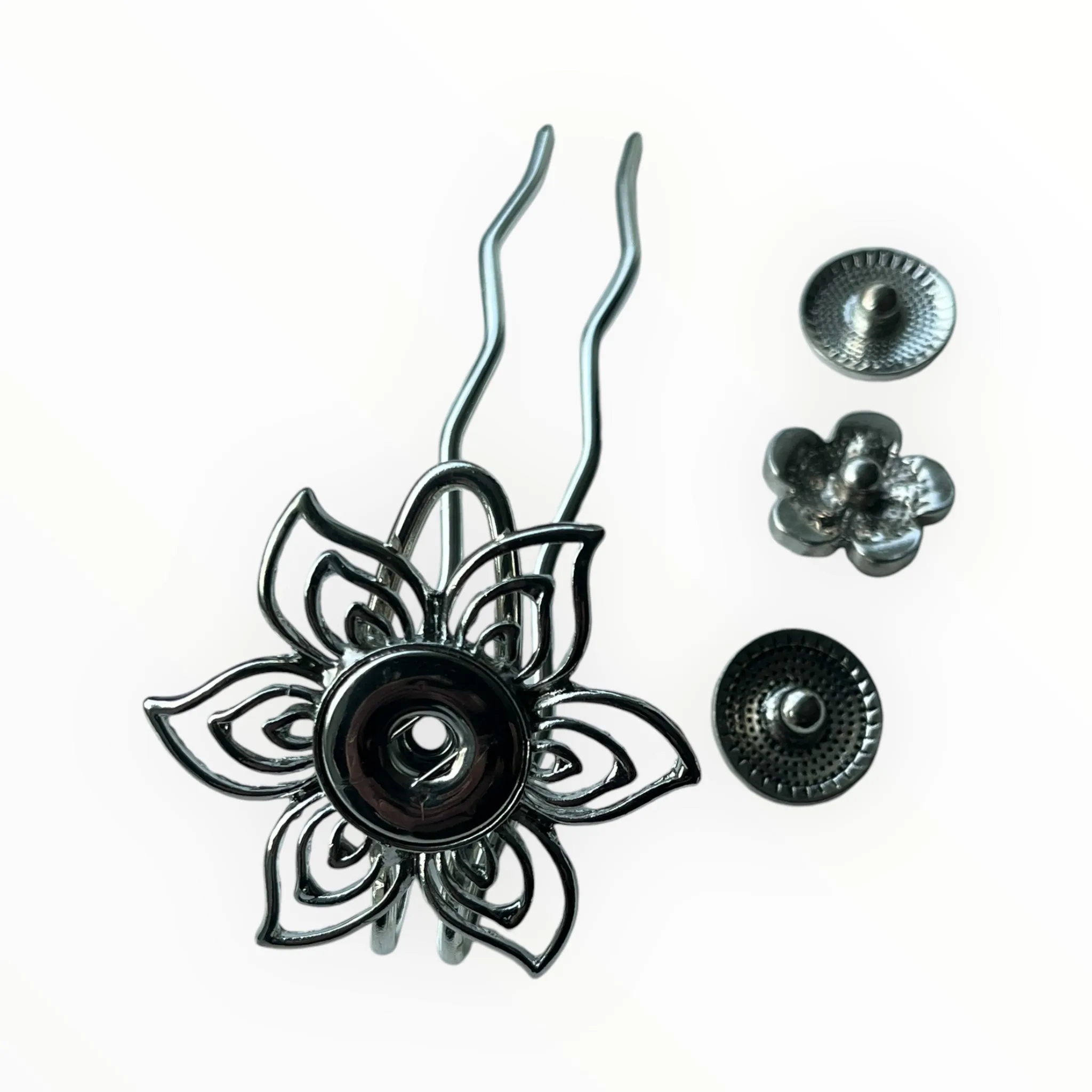 Hairpin Flower - HAIRACCESSOIRE - incl. 3 gratis clickbuttons naar keuze