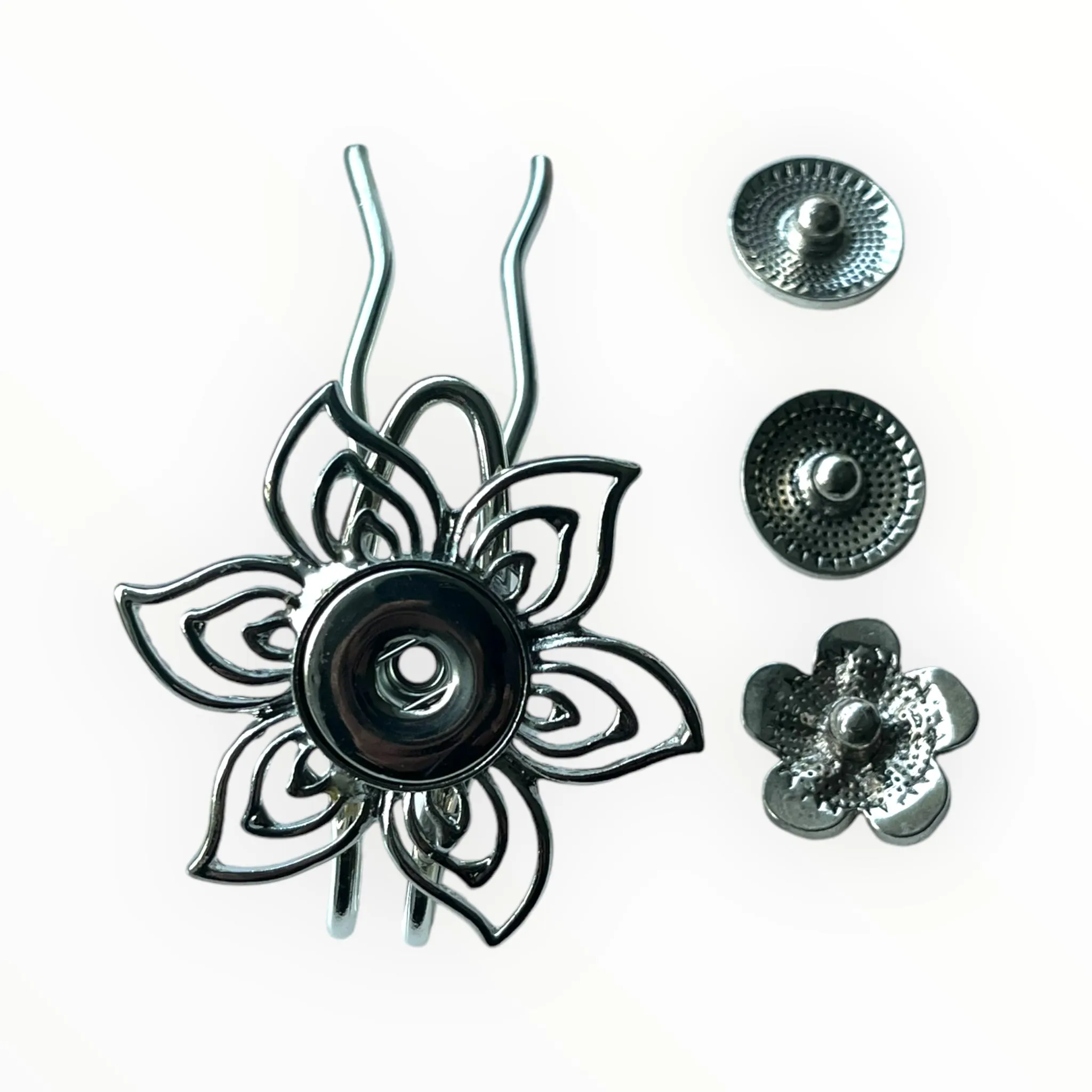 Hairpin Flower - HAIRACCESSOIRE - incl. 3 gratis clickbuttons naar keuze