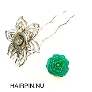 Hairpin Flower - HAIRACCESSOIRE - incl. 3 gratis clickbuttons naar keuze