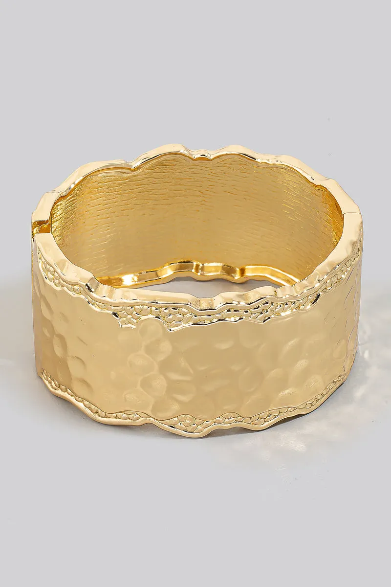 Hammered Thick Cuff Bracelet (Gold/Silver)