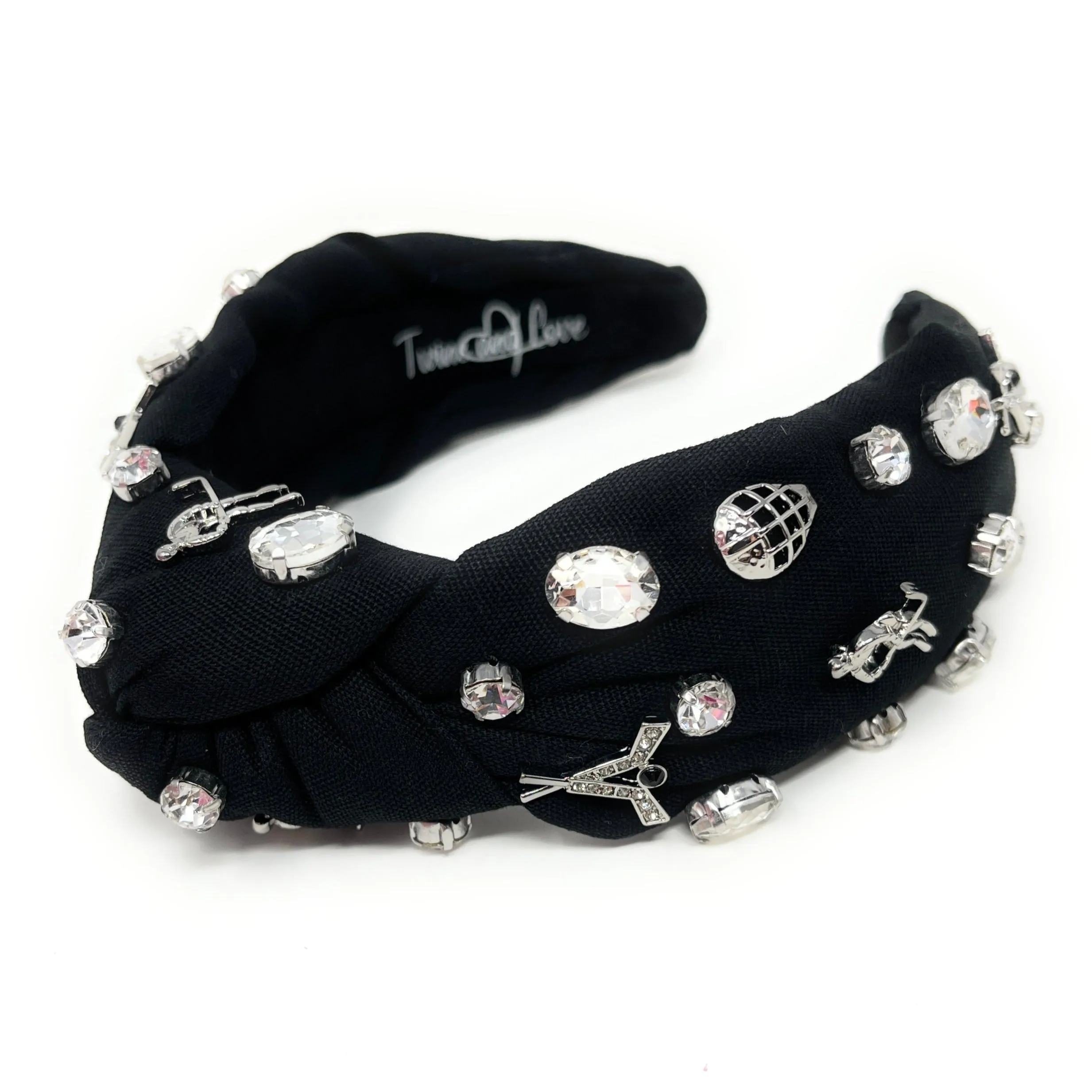 Hand Sewn Hockey Jeweled Knot Headband