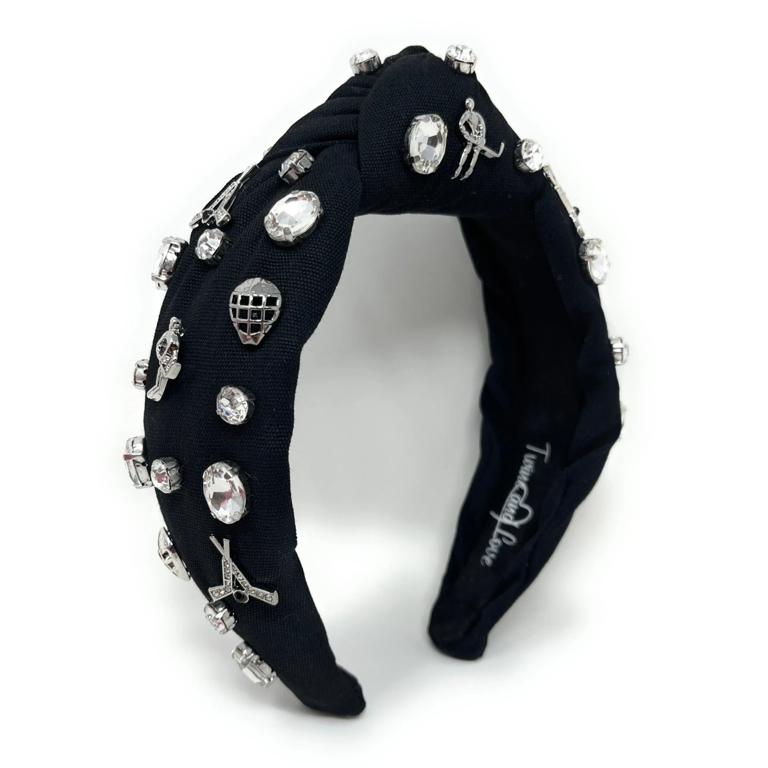 Hand Sewn Hockey Jeweled Knot Headband