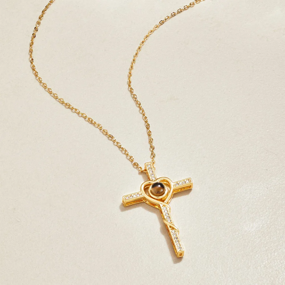 Heart and Cross Photo Necklace