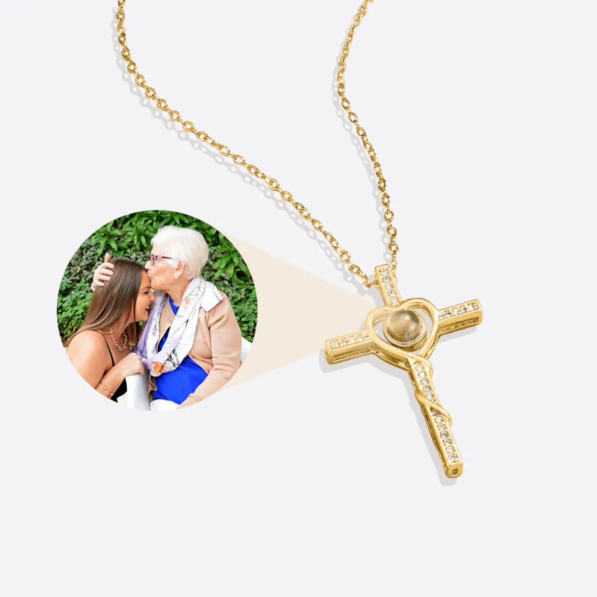 Heart and Cross Photo Necklace