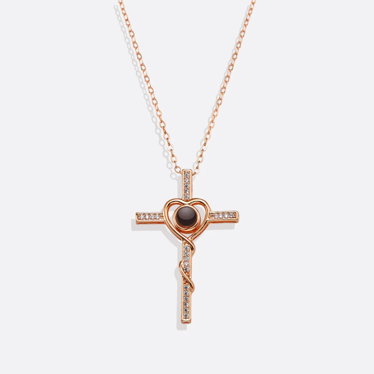 Heart and Cross Photo Necklace