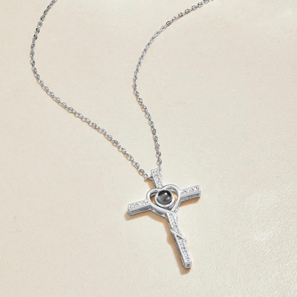 Heart and Cross Photo Necklace