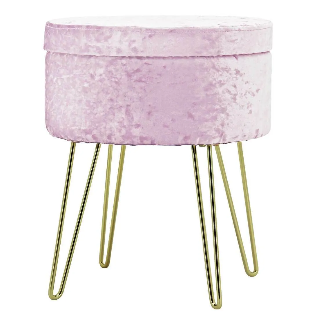 Hodge & Hodge Aria Plush Velvet Storage Stool With Gold Legs