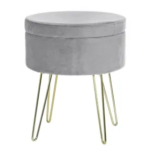 Hodge & Hodge Aria Plush Velvet Storage Stool With Gold Legs