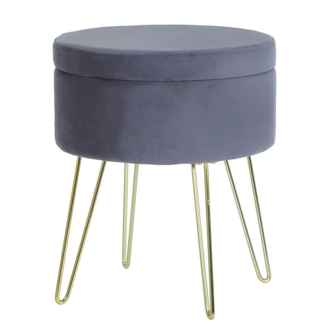 Hodge & Hodge Aria Plush Velvet Storage Stool With Gold Legs