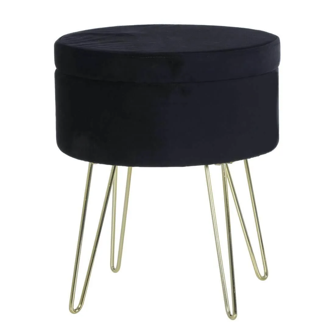 Hodge & Hodge Aria Plush Velvet Storage Stool With Gold Legs