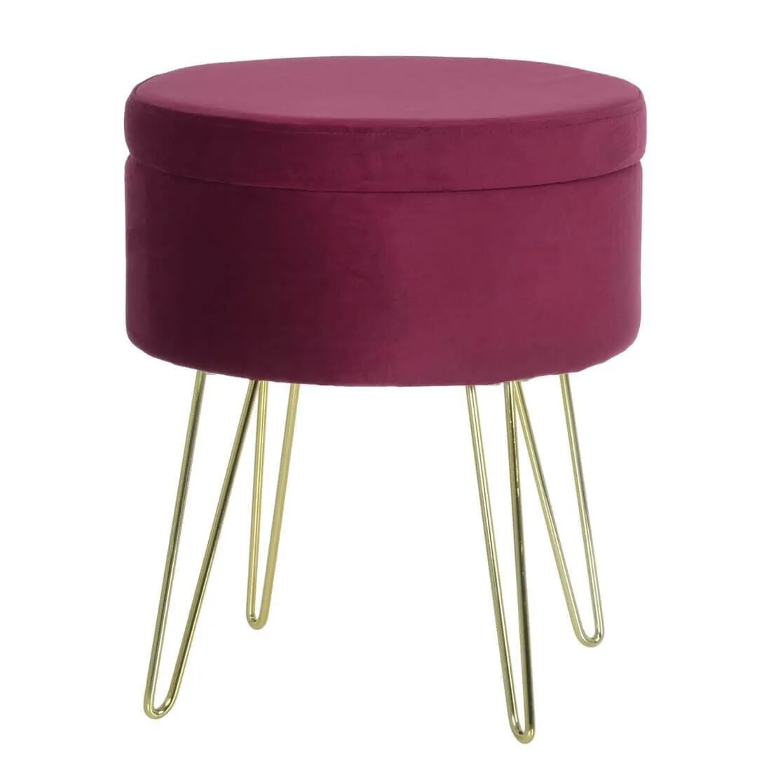 Hodge & Hodge Aria Plush Velvet Storage Stool With Gold Legs