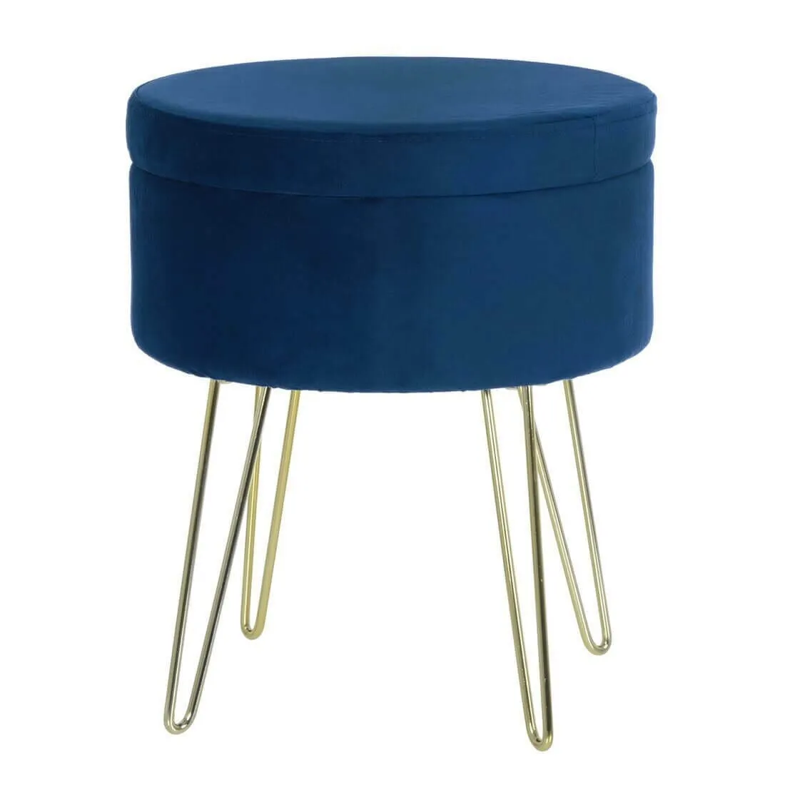 Hodge & Hodge Aria Plush Velvet Storage Stool With Gold Legs