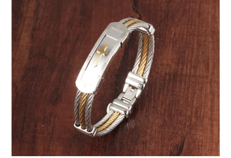 InFaith™ "The Cross" Stainless Steel Twisted Band Faith Bracelet