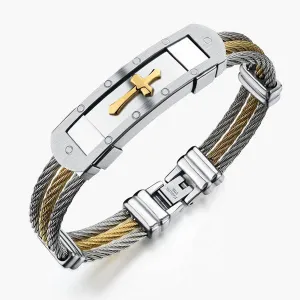 InFaith™ "The Cross" Stainless Steel Twisted Band Faith Bracelet