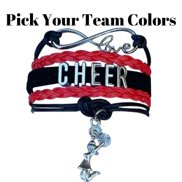 Infinity Cheer Bracelet - Pick Team Colors & Charm