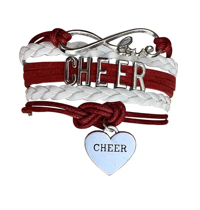 Infinity Cheer Bracelet - Pick Team Colors & Charm