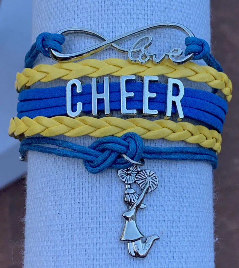 Infinity Cheer Bracelet - Pick Team Colors & Charm