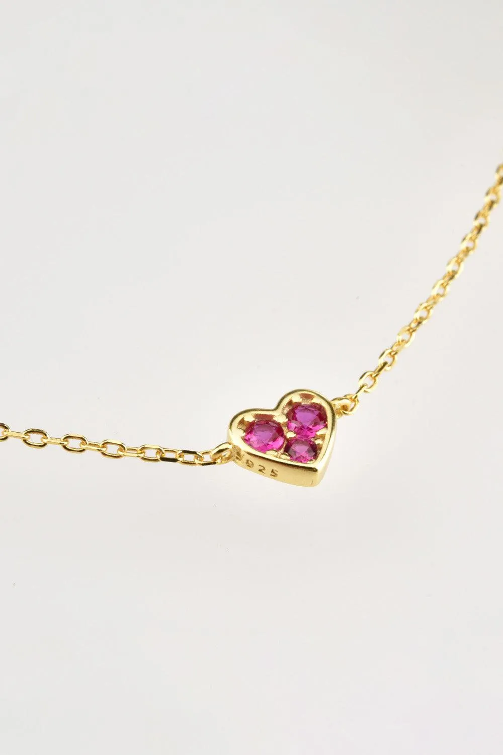 Inlaid Zircon Heart Necklace