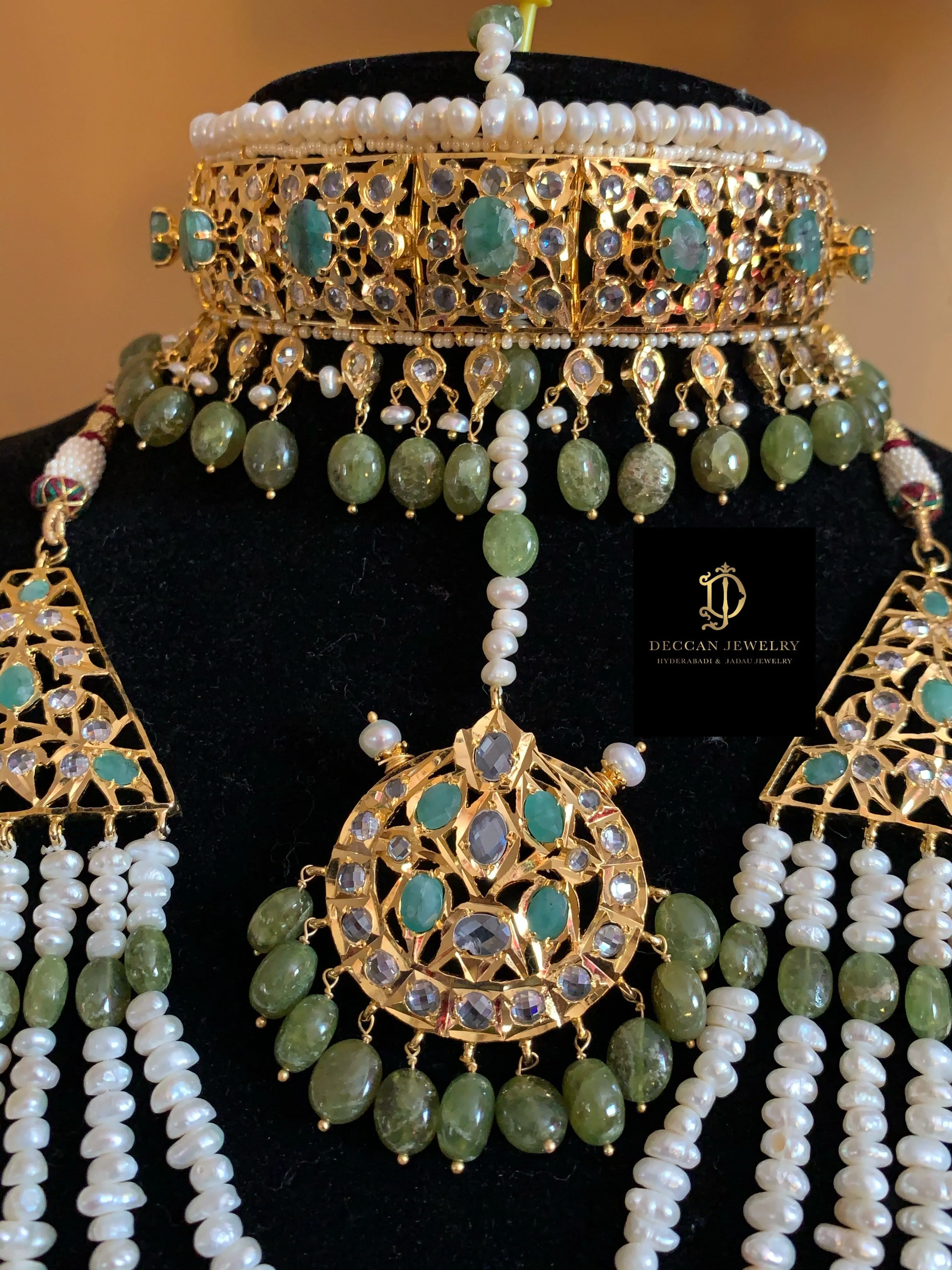 INSIA BRIDAL SET IN EMERALDS ( SHIPS IN 4 WEEKS  )