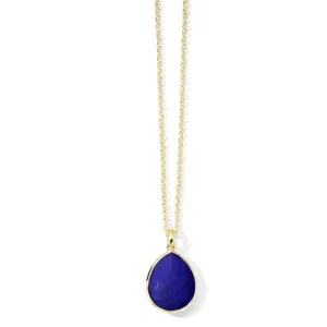 Ippolita 18K Yellow Gold Rock Candy Medium Teardrop Pendant Necklace in Lapis Doublet 16-18in