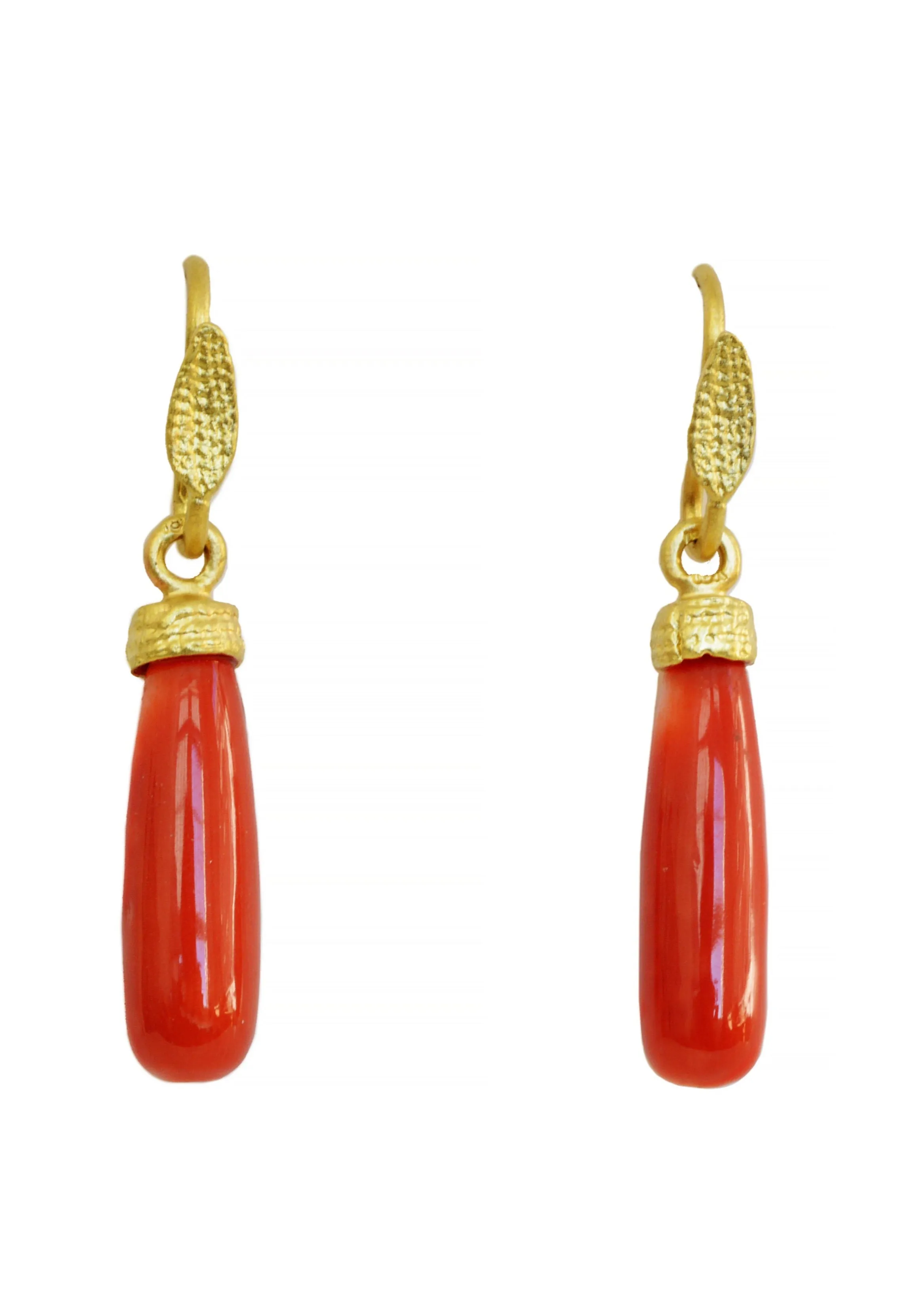 Italian Red Coral Drops in 18K Gold