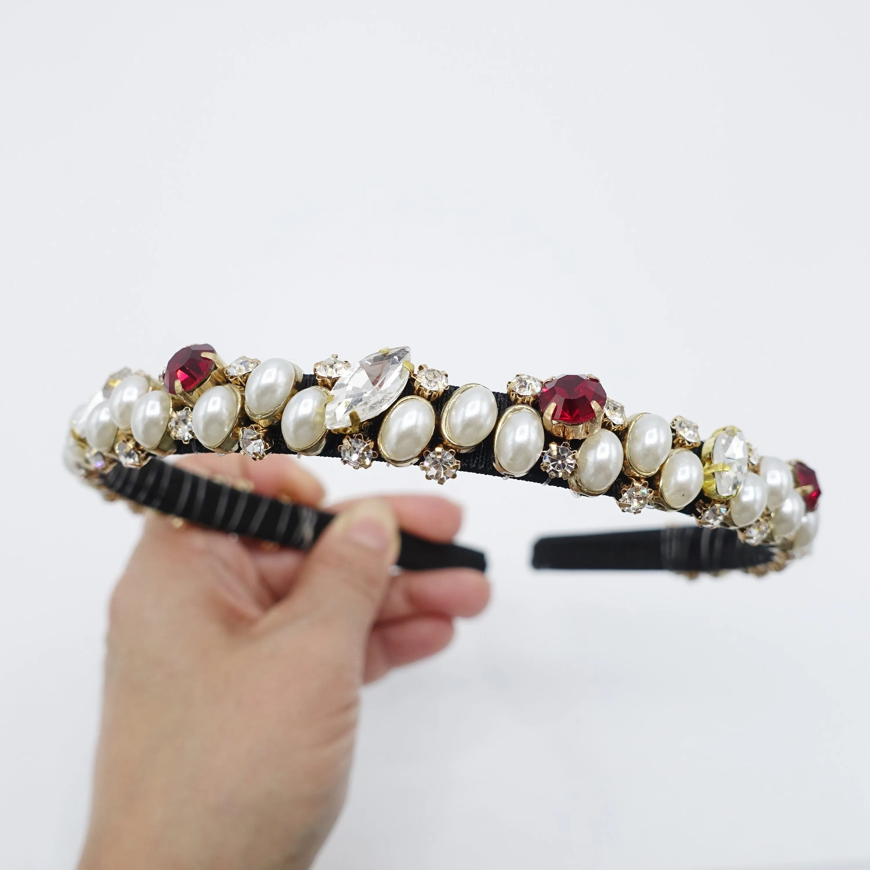 jewel pearl rhinestone beaded thin headband