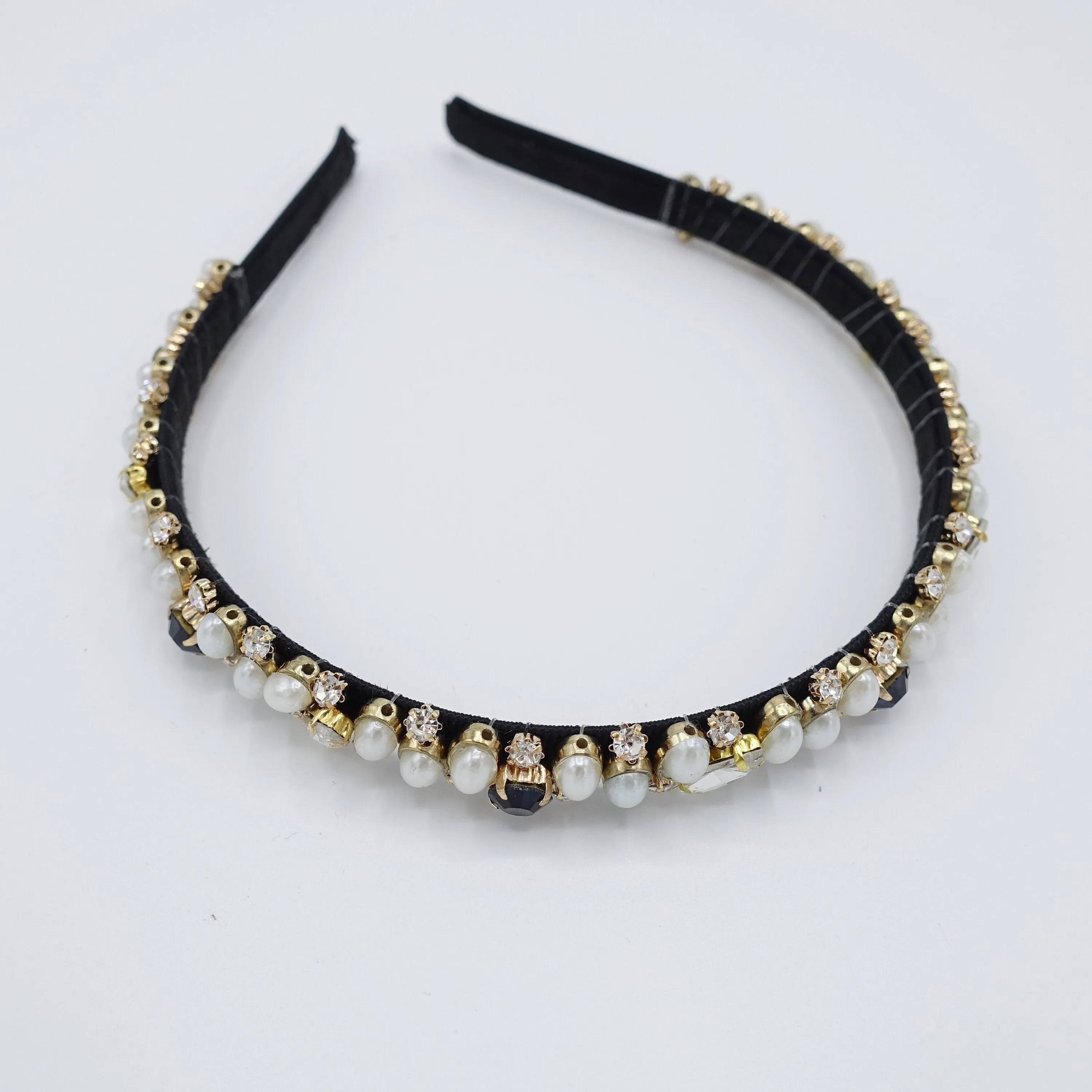 jewel pearl rhinestone beaded thin headband